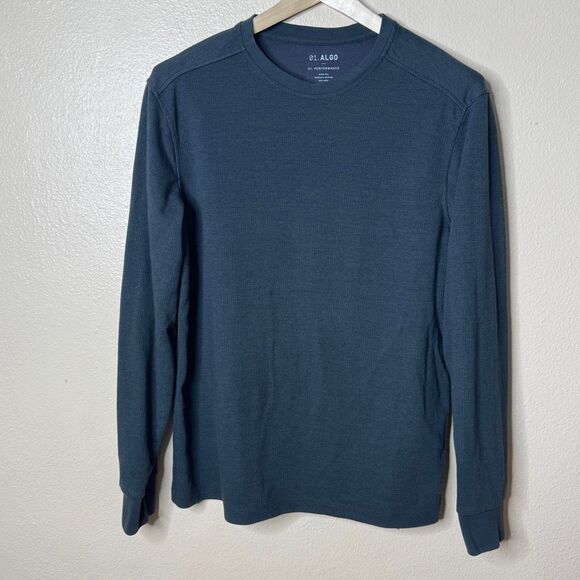 01.Algo Performance Shirt Mens Large Gray SPF 40 Long Sleeve Crewneck Preppy - Picture 1 of 7